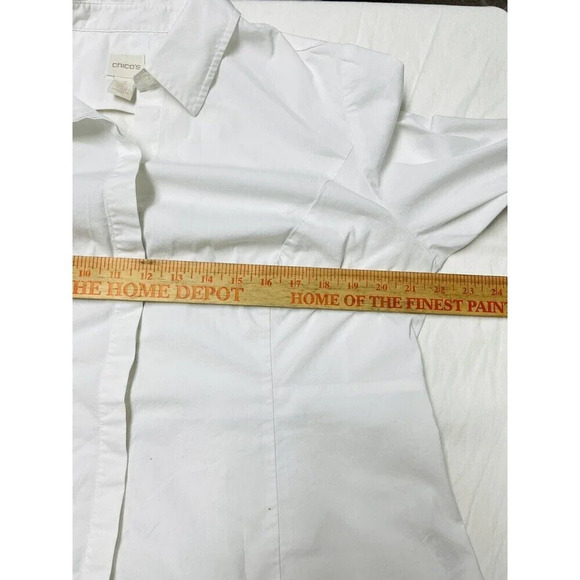 Chicos Button Up Shirt Womens Sz 3 Cut-Out White Minimalist Business Casual - Picture 10 of 12